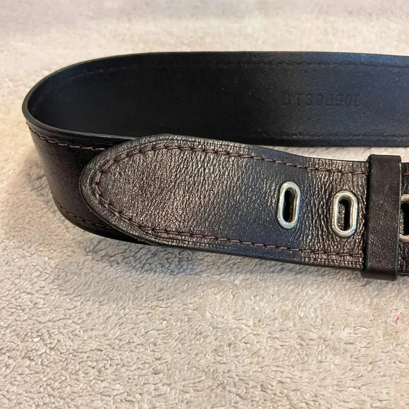 Fossil Womens Black Genuine Leather Belt 2" Wide Buckle Max 40" Classic Chic - Picture 3 of 11